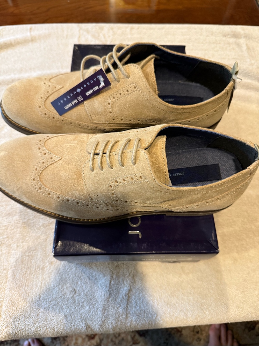 Joseph Abboud Tan Suede Wingtip Derby Shoes